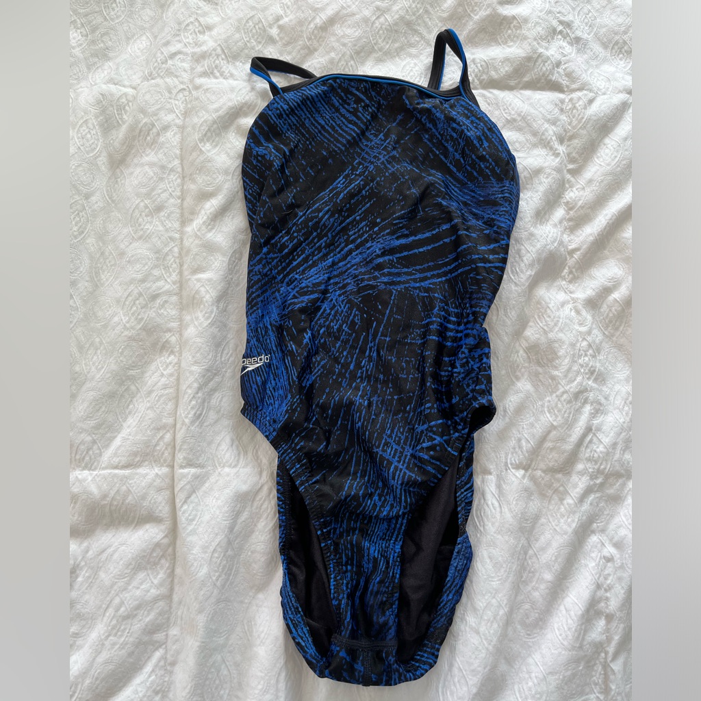 Black & Blue Speedo One Piece Swim Suit